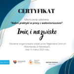 Certyfikat dla uczestników szkolenia